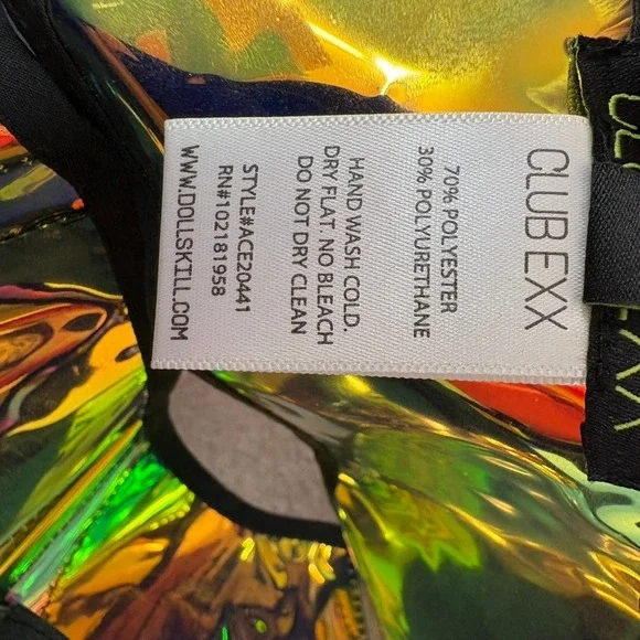 Dolls Kill Holographic Lace Crop Top - Picture 6 of 8